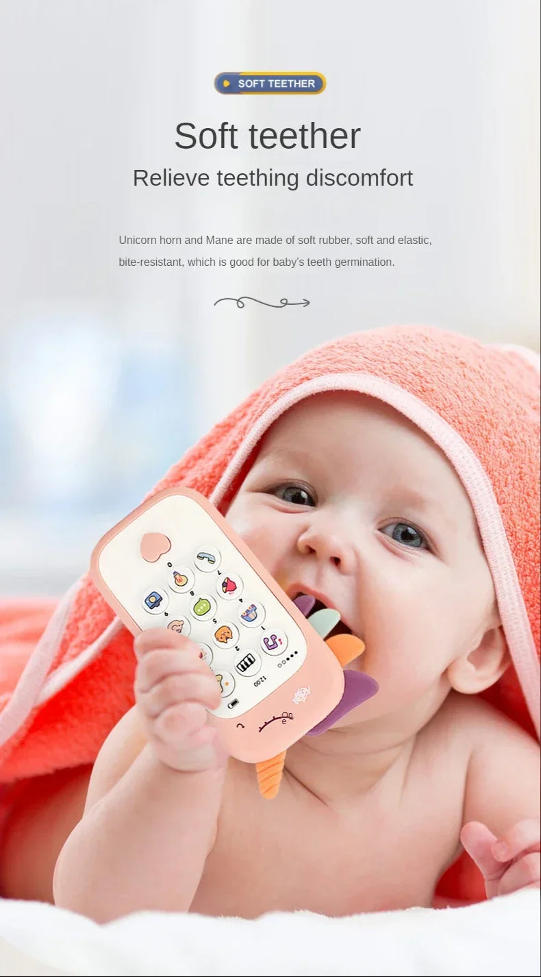 Baby Mobile Phone Toy Simulation Music Sound Telephone Toddler Puzzle Early Education Sleeping Toy Gift with Teether 0 12 Months