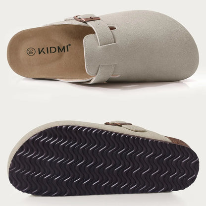 KIDMI Fashion Suede Clogs Slippers Men Clogs Slippers Cork Clogs Beach Sandals Outdoor Soft Nonslip Men Mules With Arch Support