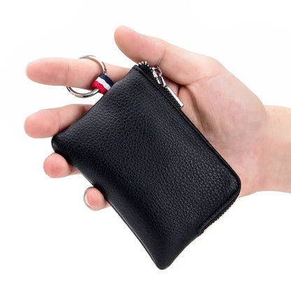 Genuine Leather Coin Purse Mini Card Holder Ultra-thin Small Zipper Cute Wallet Soft Cowhide Leather Driver's License Key Bag