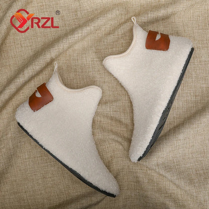 YRZL Winter Cotton Shoes Men High Top Warm Slip on Lightweight Slippers Men Plush Indoor Cotton Boots Men Winter Warm Shoes