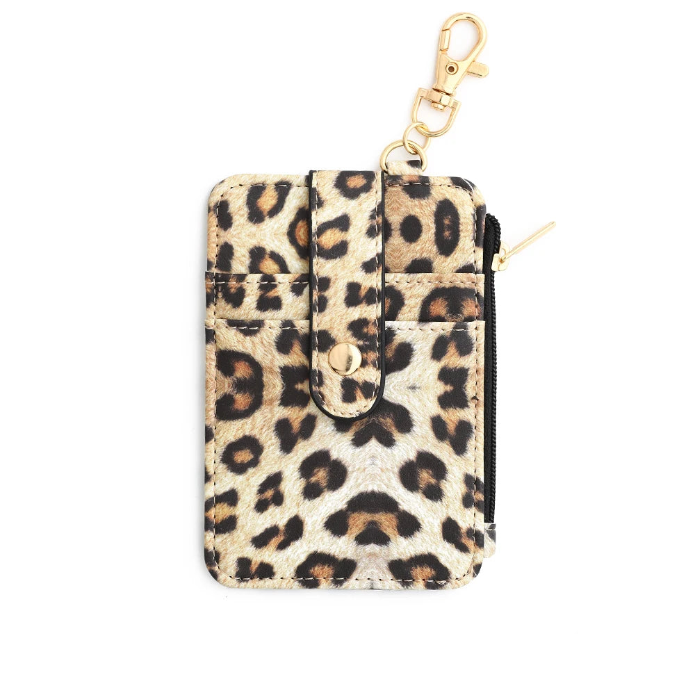 Fashion multifunctional Pattern Credit Card Bag Pu Leather Coin Purse Women Silicone Bead Bangle Keychain