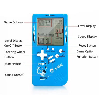 Classic Electronic Game Retro Puzzle Toy Blue Large Screen Handheld Game Console Toys For Children