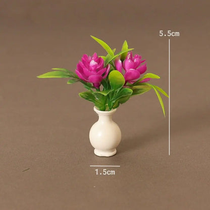 8 Styles Dollhouse Miniature New 1:12 Green Plant Finished Flower Miniature Dollhouse Decorations