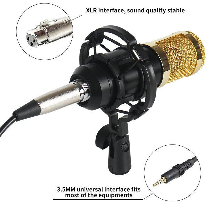 BM800 V8 Sound Card Set Professional Audio Condenser Mic Studio Singing Microphone for Karaoke Podcast Recording Live Streaming