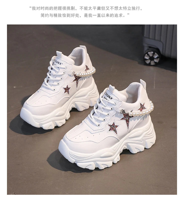 High Quality High Platform Shoes Woman Autumn Chunky Sneakers Increased 10cm Ladies Shoes Trainers Zapatillas Deportivas Mujer