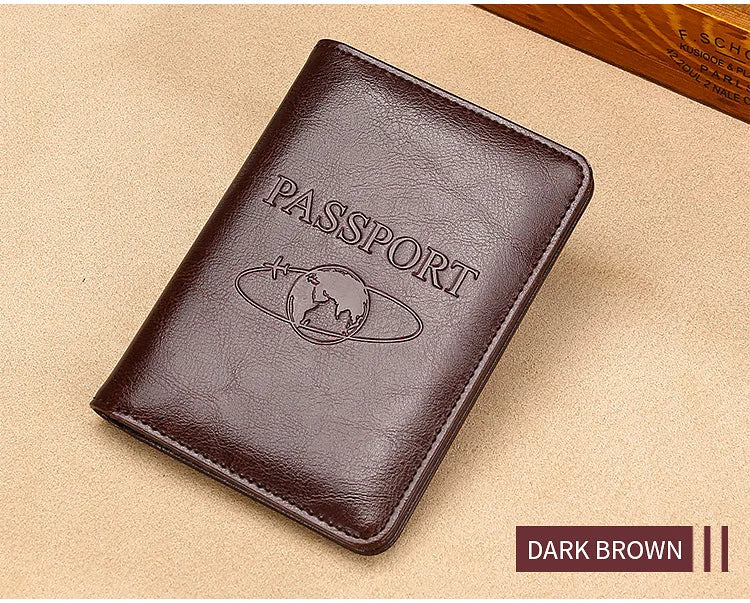 Passport Holder RFID Blocking Genuine Leather on Cover for Passport Bag Multifunctional Travel Air Ticket Leather Case Wallet