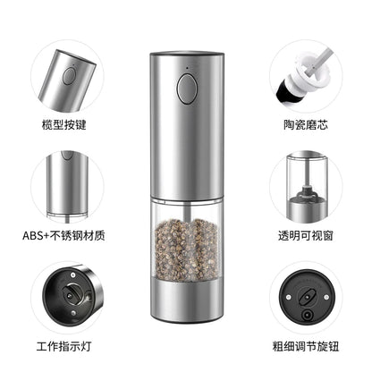 Electric Rechargeable Salt And Pepper Grinder With Adjustable Coarseness Refillable Mill Battery Powered Kitchen Gadget