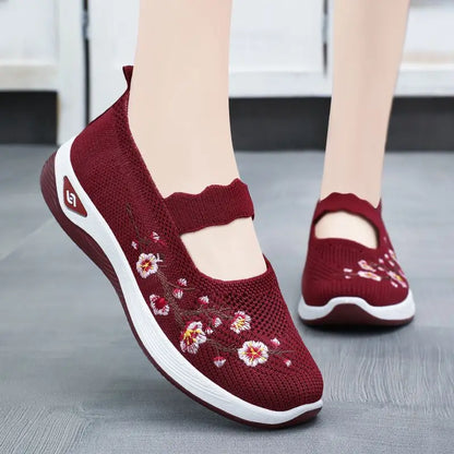 Summer Women's Shallow Flats Loafers Breathable Mary Jeans Flower Sneakers Female Platform Running Cotton Slip On Shoes