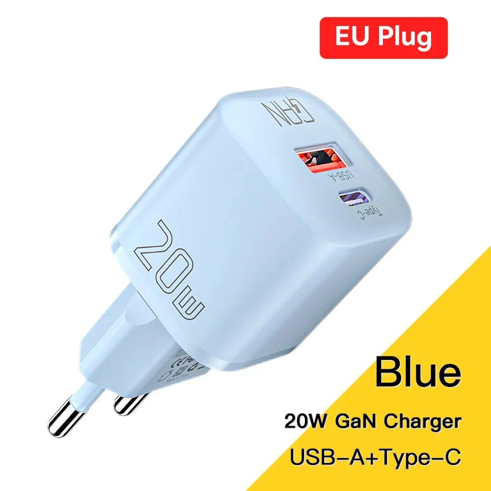 Essager 20W GaN USB Type C Charger PD Fast Charge Phone QC 3.0 Quick Chargers For iPhone 14 13 12 11 Pro Max Mini iPad Charging