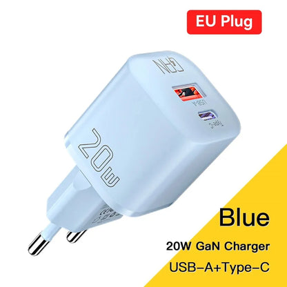 Essager 20W GaN USB Type C Charger PD Fast Charge Phone QC 3.0 Quick Chargers For iPhone 14 13 12 11 Pro Max Mini iPad Charging