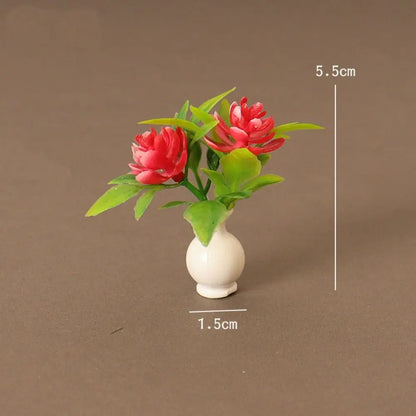 8 Styles Dollhouse Miniature New 1:12 Green Plant Finished Flower Miniature Dollhouse Decorations