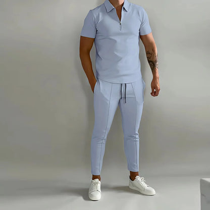 2024 Summer Short-sleeved Men's Fashion Slim-fit Trend Suit Youth Leisure Fitness Sports Men's suit