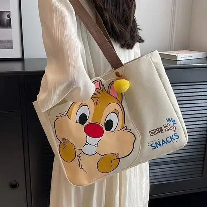 Disney new Chichititi Cartoon Print Large Capacity Women's Handbag Daily Travel Mummy Bag Fashionable and Versatile Shoulder Bag