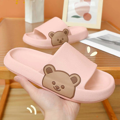 Bear Slippers Women Summer Flip Flops Cute Cartoon Cloud Shoes For Bathroom Indoor Outdoor Wear Soft Thick Beach Men Sandals