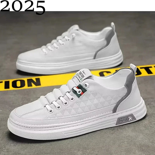 Upgrade your style with Men's Vulcanize Shoes 2025 White Leather Casual /Shoes