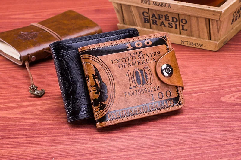 Slim Wallet for Men US $100 Dollar Bill Wallet PU Leather Billfold Card Holder Purse Pu Leather Card Holder Wallet