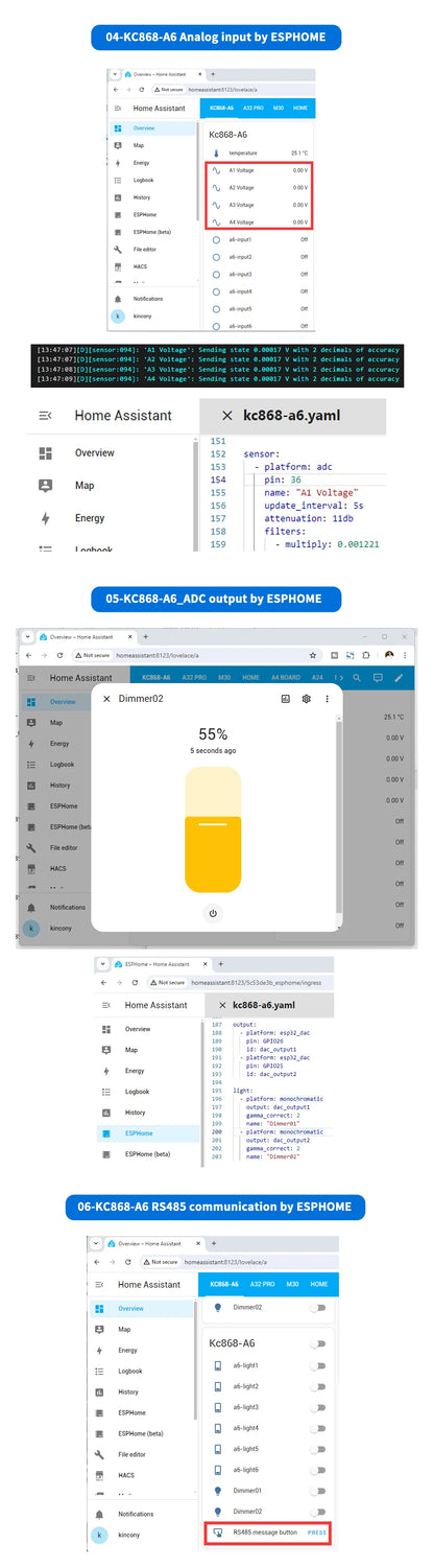 A6 Esphome-Relaisplatine ermöglicht ARDUINO IDE-Programmierung und ESPhome-Programmierung Bietet alle Arten von Beispielcodes Unterstützt MQTT