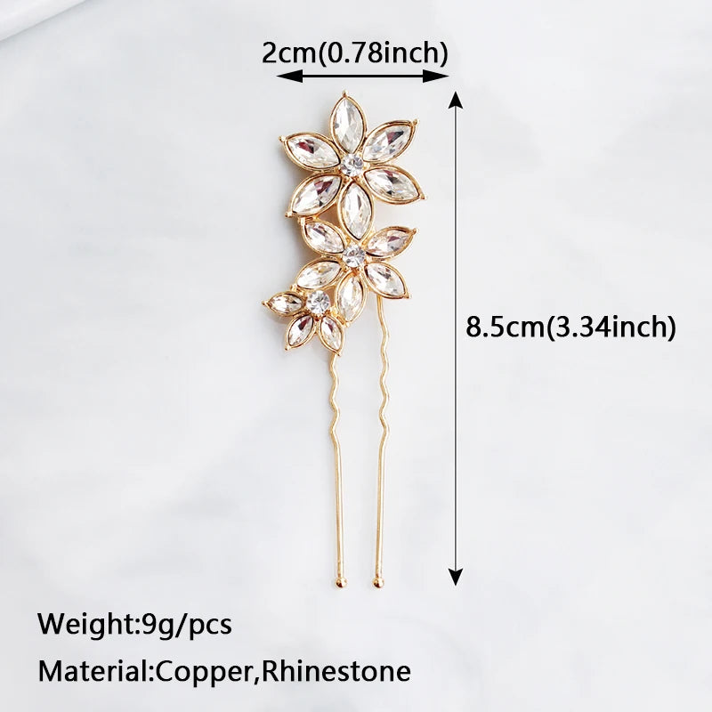 Rhinestone Hair Pins Forks Clips for Women Bridal Wedding Hair Accessories Pearl Hairpins Bride Headpiece Jewelry Gift Wholesale