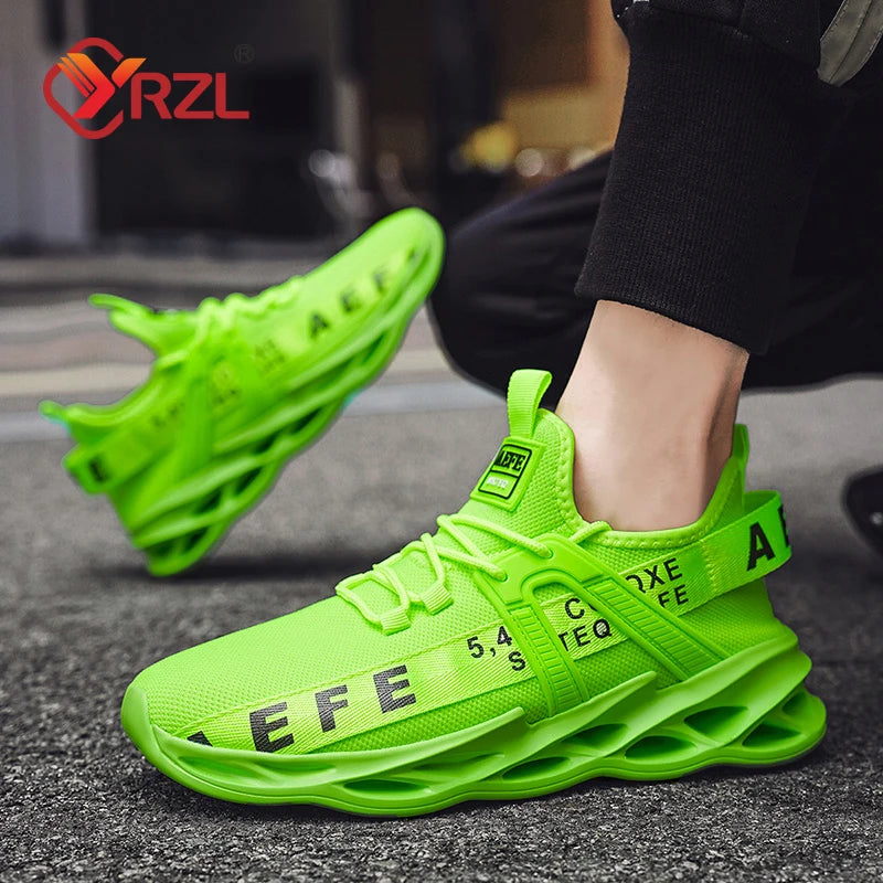 YRZL Men Shoes Breathable Fashion Mesh Running Shoes Man High Quality Comfortable Light Tennis Baskets Athletic Sneakers for Men