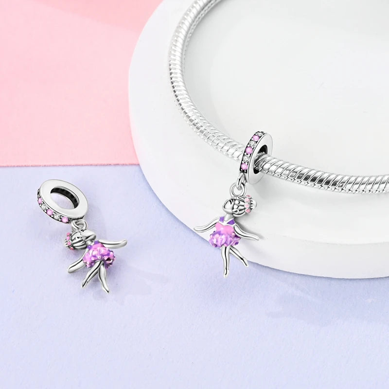 2025 925 Sterling Silver Charms Beads Love Heart Pink Original Charm Pendant Fit Charm Bracelets DIY Jewelry Birthday Gift Women