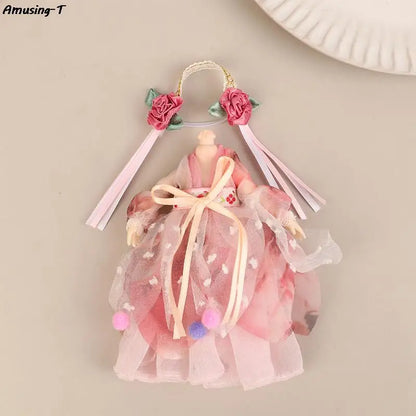 1set 16CM Chinese Style Doll Hanfu Clothing Dress Doll Ancient Costume Gown Dolls Clothes Accessories Dress Up Toys  For Girls