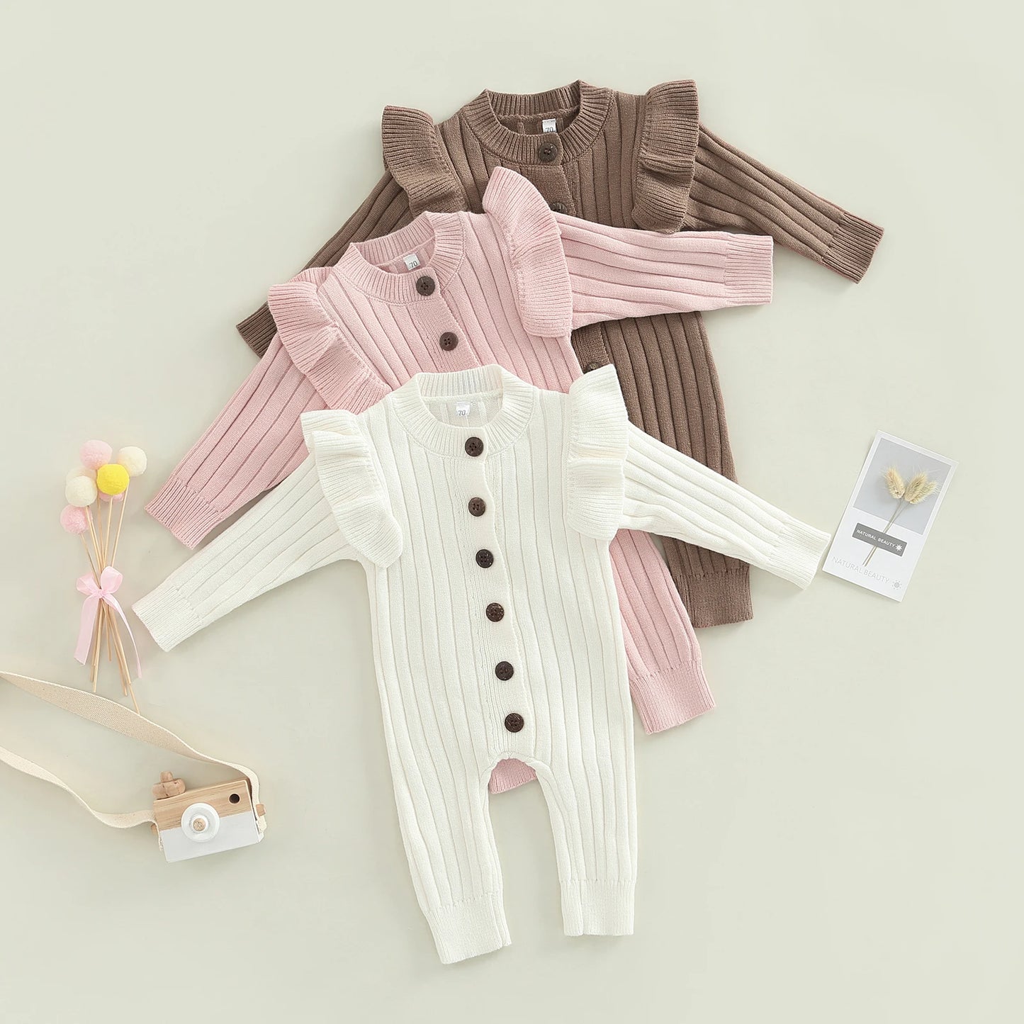 Ma&Baby 0-18M Winter Fall Baby Romper Newborn Infant Baby Boy Girl Knit Clothes Warm Long Sleeve Ruffle Jumpsuit  Soft Clothing