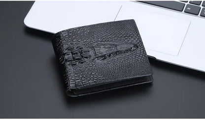 Crocodile Skin Wallet Men 100% Genuine Leather Small Zipper Short Men Wallets Credit Card Holders Coin Pocket Purse Alligator