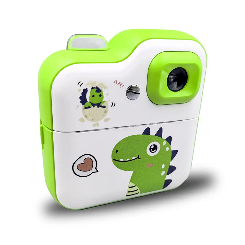 Cartoon Dinosaur Camera Toy Children Digital Camera Instant Thermal Print Camera Photo Printing Camera Video Toy+32G Memory Card