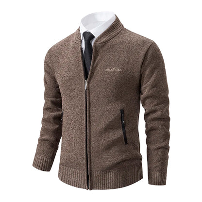 2023 Knitwear Spring and Autumn Men's Stand-up Collar Thick Warm Cardigan Sweater Winter Loose Casual Coat