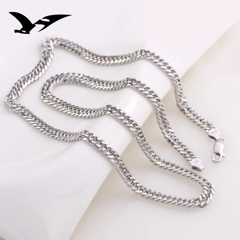 925 Sterling Silver 6MM geometric Chain Bracelets Neckalces for Women Men fashion Party wedding Gifts punk jewelry sets