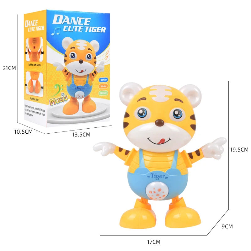 Dancing Electric Cartoon Cute Small Yellow Tiger Doll Home Decor Kid Gift Baby Early Education Musical Dance Light LED Baby Toys