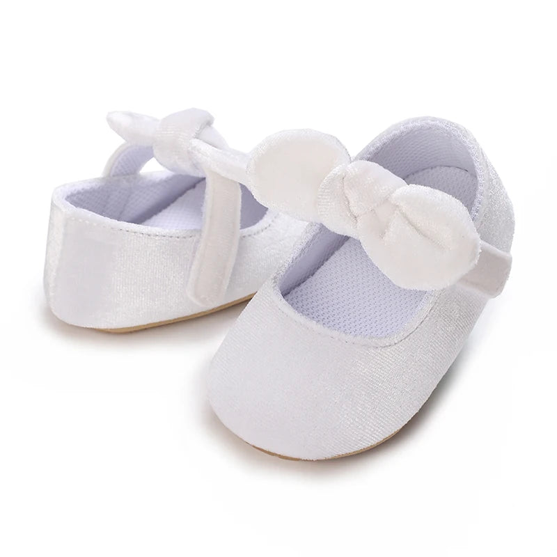 HAIZHIW 0-18 Months Cute White Lace Baby Girl Princess shoes Baby Shoes Bow Fringe Rubber Soled Non-slip Footwear Crib Shoes