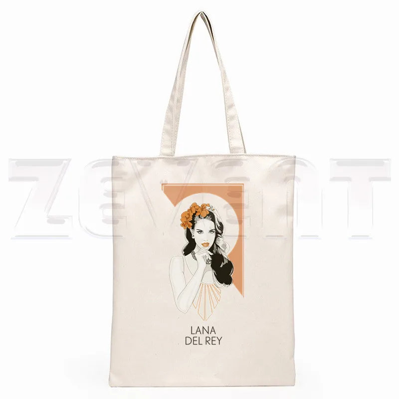 Lana Del Rey LOGO Printed Graphic Hipster Cartoon Print Shopping Bags Girls Fashion Casual Pacakge Hand Bag