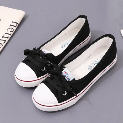 Women's Canvas Small White Shallow Cut Summer Flat Sport Casual Ladies Soft Shoessneakers Zapatillas Deporte Platform Sneakers