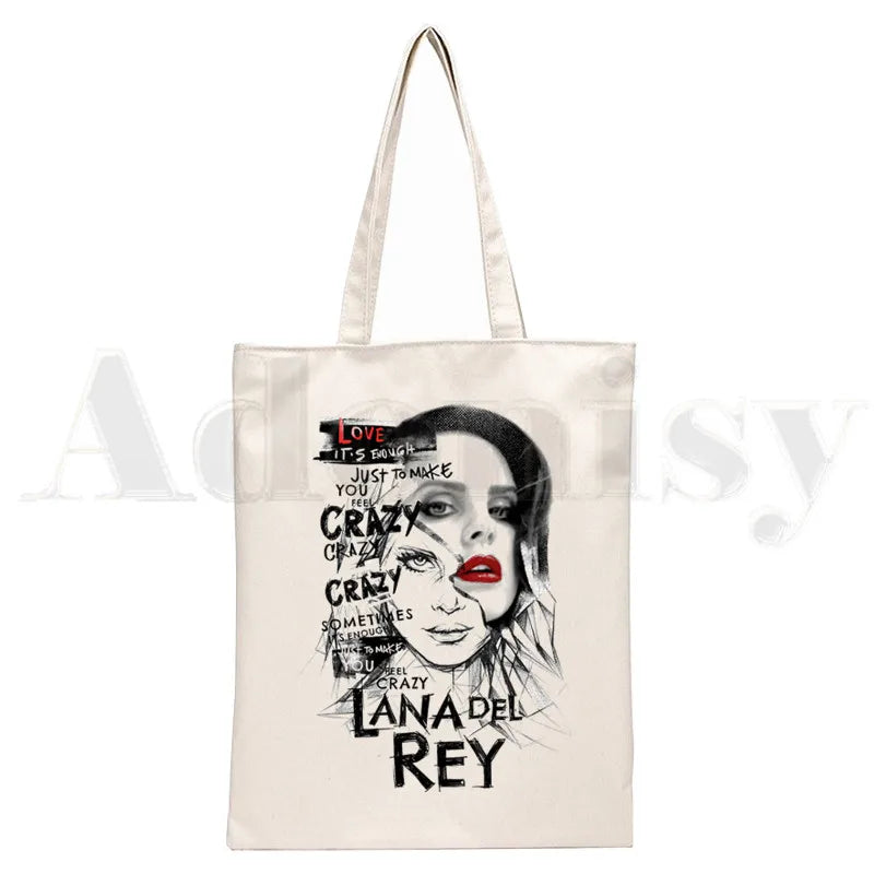 Lana Del Rey LOGO Printed Graphic Hipster Cartoon Print Shopping Bags Girls Fashion Casual Pacakge Hand Bag