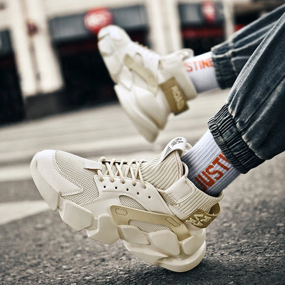 Shoes for men New High-top Beige Men Sneakers Chunky Men Shoes Heighten Fashion Casual Plus Size Damping Tennis Shoes Zapatillas