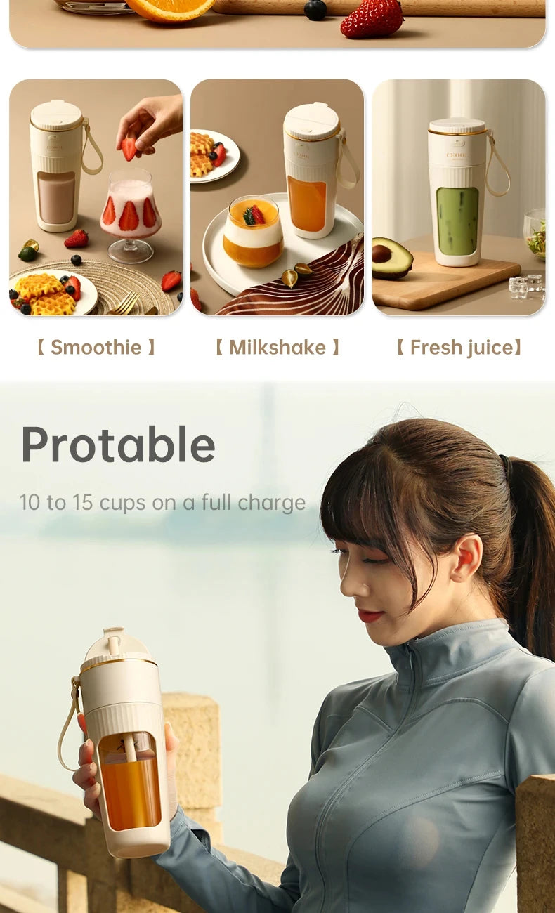 350ML Portable Electric Juicer Blender 10 Blades Fruit Mixers 3000mAh USB Rechargeable Smoothie Juicer Cup Squeezer Juice Maker