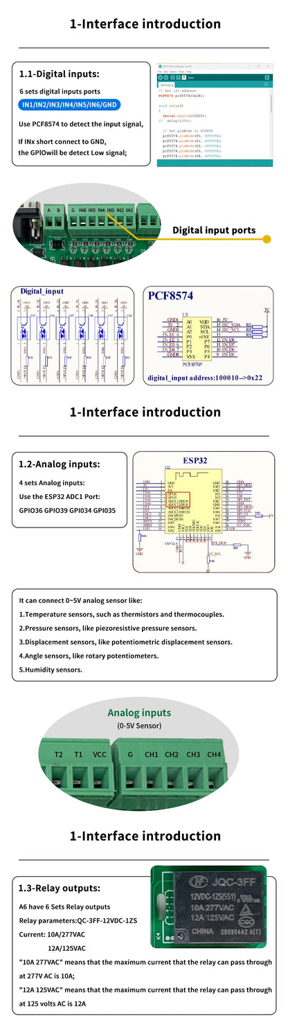 A6 Esphome Relay Board Enables ARDUINO IDE Programming and ESPhome Programming Provide All Kinds of Example Codes Support MQTT