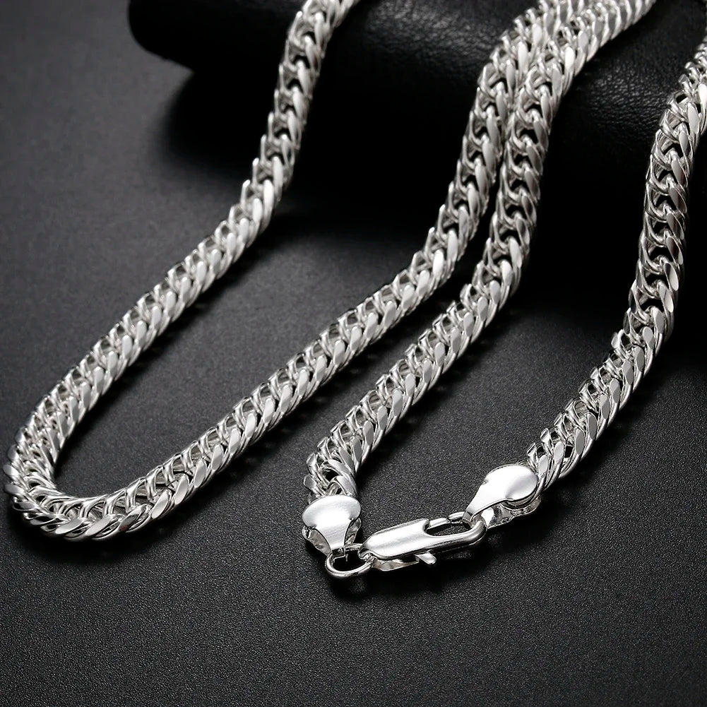 925 Sterling Silver 6MM geometric Chain Bracelets Neckalces for Women Men fashion Party wedding Gifts punk jewelry sets