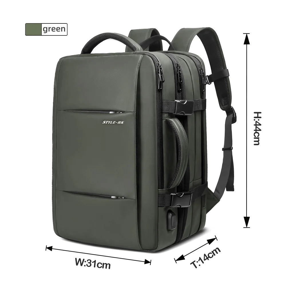 HK Business Backpack for Men Waterproof Anti-Theft 15.6” Laptop Backpack Casual Large Capacity Expandable Travel Bag Short Trip