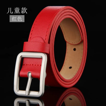 Children's Leather Pin Buckle Belt Fashion Simple Casual Versatile Jeans Boys Girls Students Black Belts Clothing Accessories