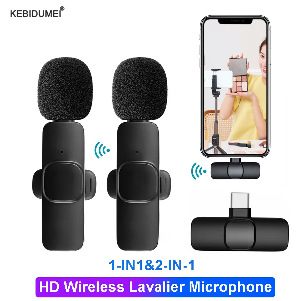 Wireless Lavalier Microphone Live Broadcast Game Mic Noise Cancelling Audio Video Recording Mini Mic for iPhone Android Xiaomi