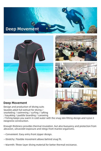 DEMMET Women Men Short Sleeve Wetsuit 1.5mm Neoprene Full Body Wetsuit for Swim Surfing Snorkeling Spearfishing Sailing Water