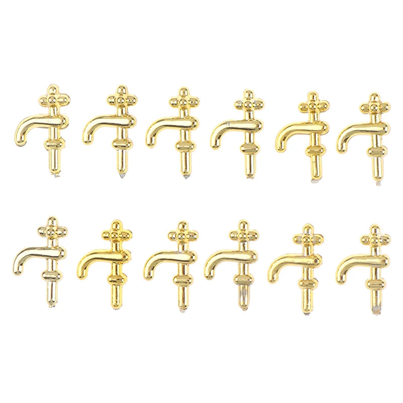 1-12pcs Dollhouse Miniature Faucet simulation model 1:12 Miniature Metal Water Tap Faucet Dollhouse Kitchen Bathroom Accessories