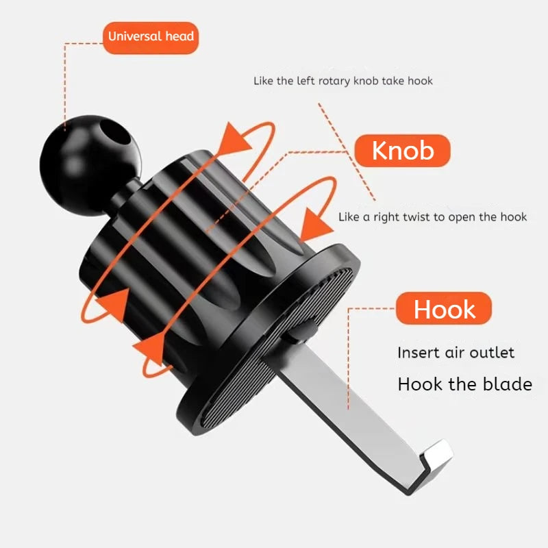 New Car Mobile Phone Holder Accessories Car Air Vent Rotating Spiral Hook 17MM Universal Ball Head