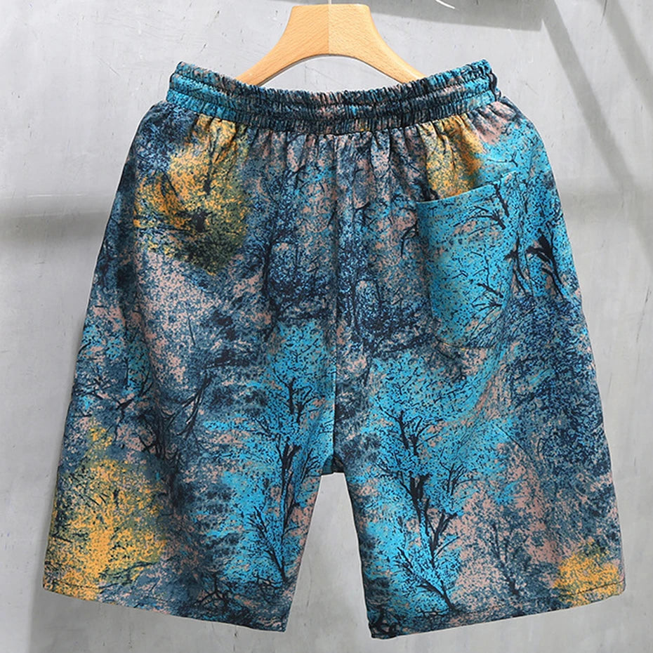 Hawaiian Beach Shorts Men Hip Hop Streetwear Tie-dye Short Plus Size 10XL 12XL Summer Shorts Male