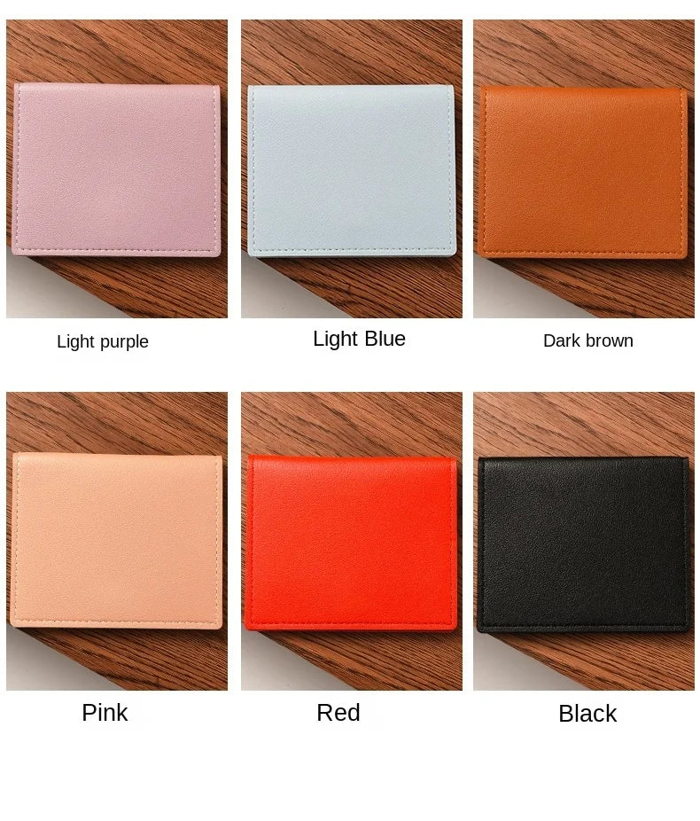 PU Leather Card Holder Business ID Credit Card Bags Wallet for Women Short Solid Purse with Buttons Ultra Thin Credit Card Bags