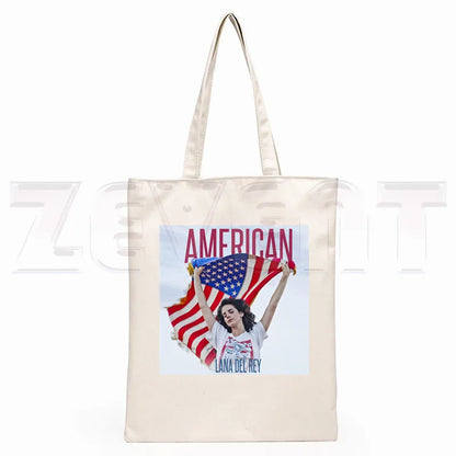 Lana Del Rey LOGO Printed Graphic Hipster Cartoon Print Shopping Bags Girls Fashion Casual Pacakge Hand Bag