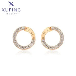 Xuping Jewelry New Arrival Round Promotion Gold Color Huggies Earrings for Women Girl Party Gift S00075729