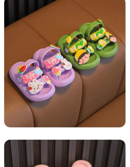 Cute Cartoon Baby Slippers for Girls, 2024 New Summer Anti-Slip Toddler Beach Shoes